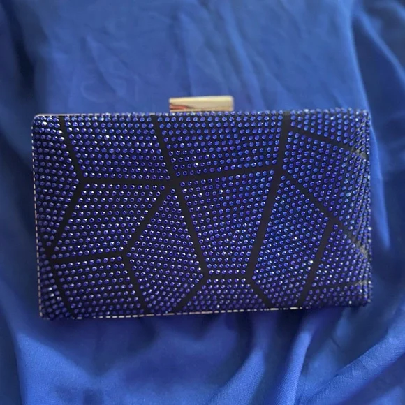 Stunning Blue Rhinestone Clutch – New with Defects💎 - Picture 2 of 5